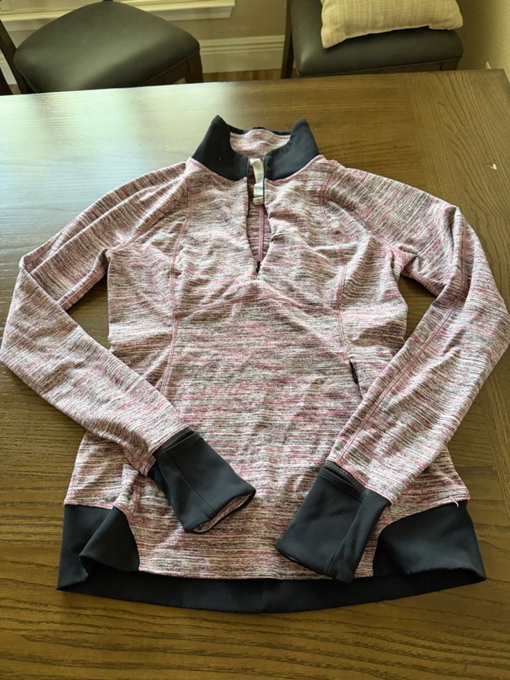 lululemon athletica Heathered Pink and Black Half-Zip Pullover